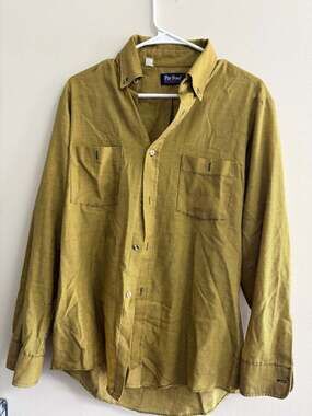 Vintage Par Four Sportswear Green Micro Checkered Button Down Shirt - Size M